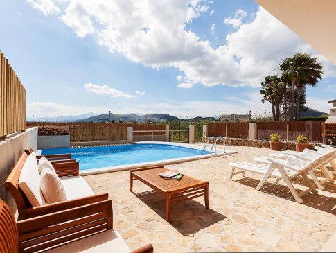 Blick vom Chillout-Platz am Pool, Villa Jeronimo, Playas de Muro