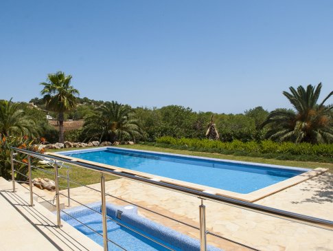 Blick von der Terrasse auf Pool und Kinderplanschpool, Finca Meliqueria, Alqueria Blanca